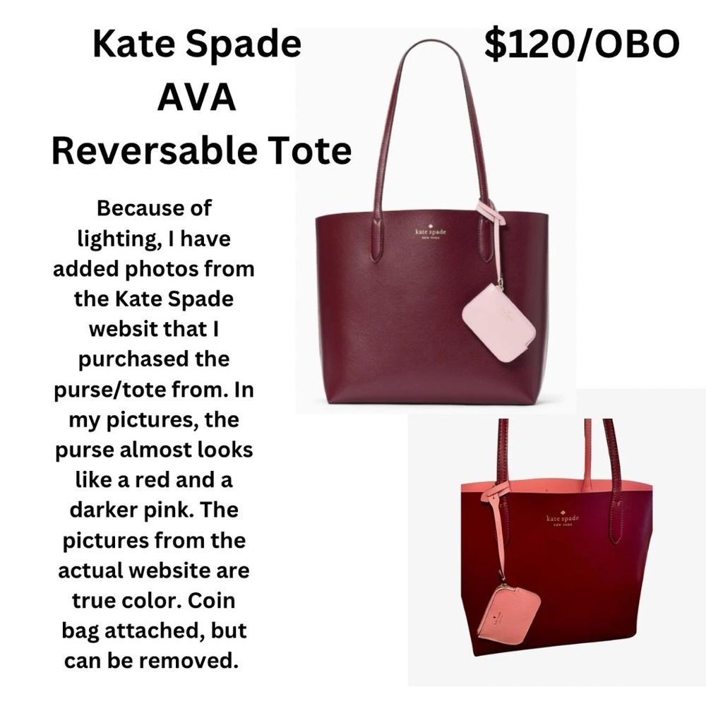 New Kate Spade AVA Reversible Purse/Tote.